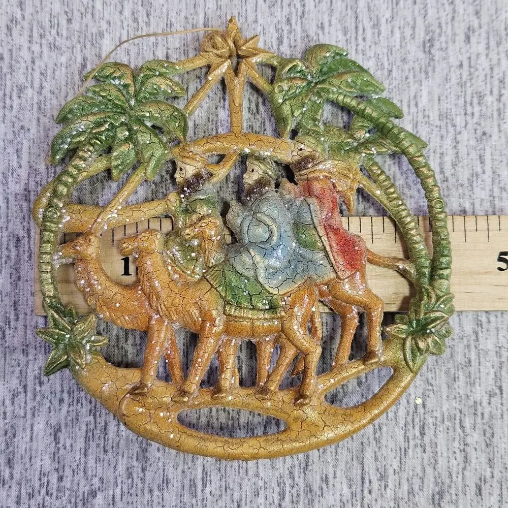 VTG Christmas Tree Ornament Set of 3 Wise Men Nativity King Star 70s Religious